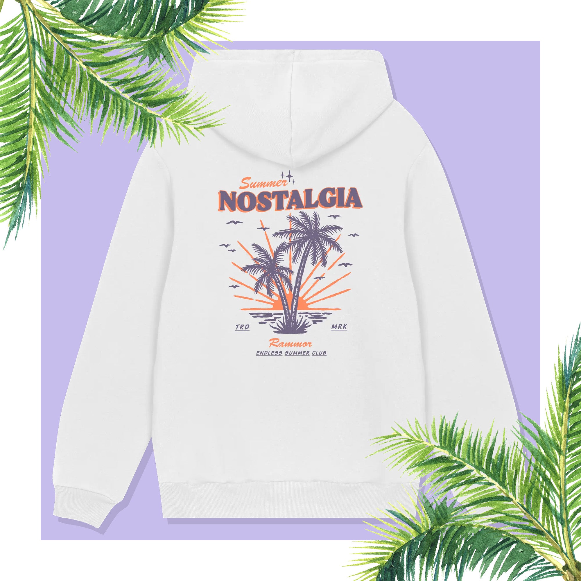 SUMMER NOSTALGIA RAMMOR HOODIE WHITE Unisex Organic Cotton Hoodie