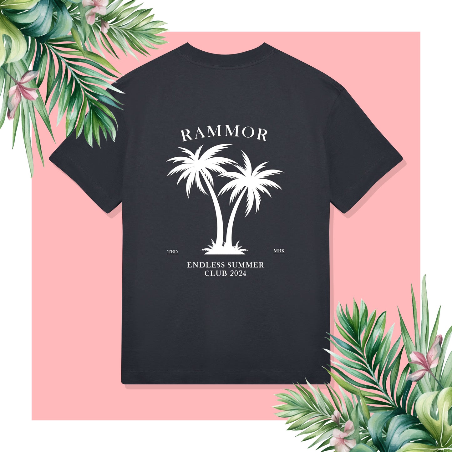 PALM TREE ENDLESS SUMMER CLUB OFF-BLACK - Oversize Unisex Organic Cotton T-Shirt