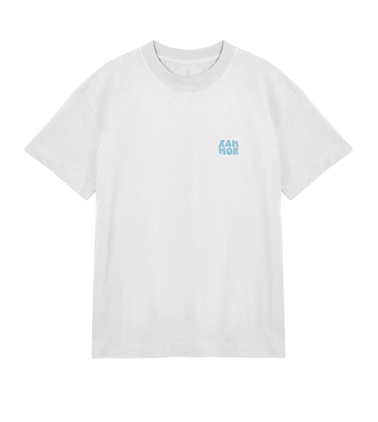 🌴 PARADISE RAMMOR T-SHIRT OFF-WHITE BLUE // Oversize Unisex Organic Cotton T-Shirt