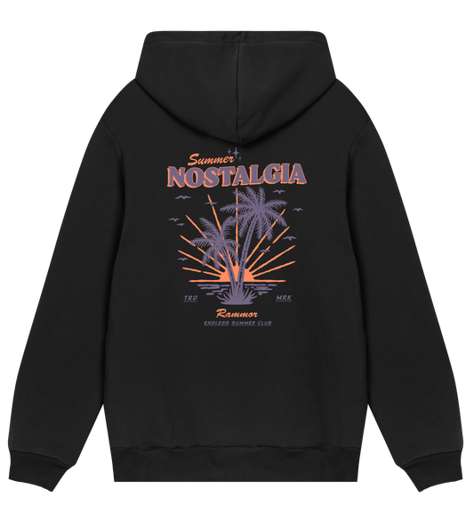 SUMMER NOSTALGIA RAMMOR HOODIE BLACK - Unisex Organic Cotton Hoodie