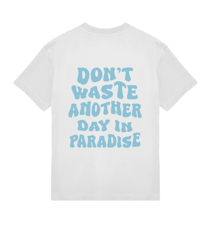 🌴 PARADISE RAMMOR T-SHIRT OFF-WHITE BLUE // Oversize Unisex Organic Cotton T-Shirt