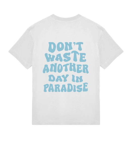 🌴 PARADISE RAMMOR T-SHIRT OFF-WHITE BLUE // Oversize Unisex Organic Cotton T-Shirt