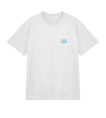 🌴 PARADISE RAMMOR T-SHIRT OFF-WHITE BLUE // Oversize Unisex Organic Cotton T-Shirt