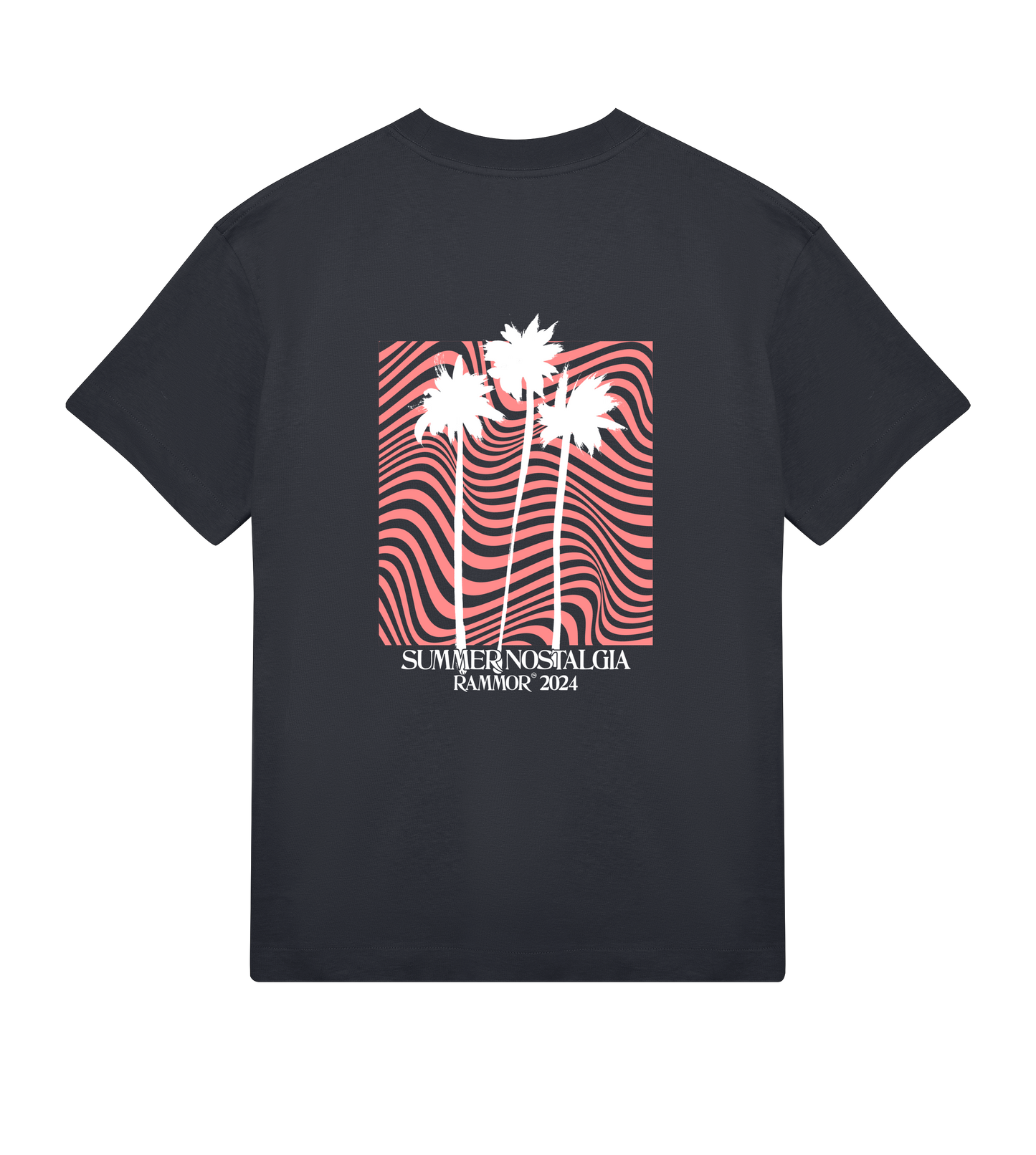 WAVY PALM TREE OFF-BLACK - Oversize Unisex Organic Cotton T-Shirt